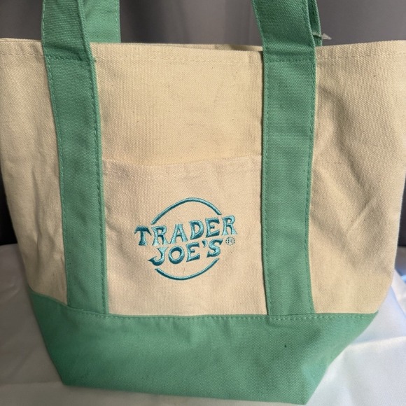 Trader Joe's Pastel Green Mini Canvas Tote Bags 2025 LIMITED EDITION NWT - Picture 2 of 13